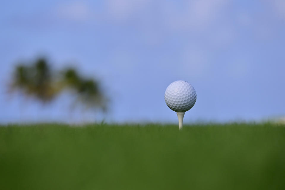 RIO GRANDE, PUERTO RICO - DECEMBER 18: Golfball on the12th tee at the Coco Beach Championship course on December 18, 2019 in Rio Grande, Puerto Rico. (Photo by John McCoy/Getty Images)