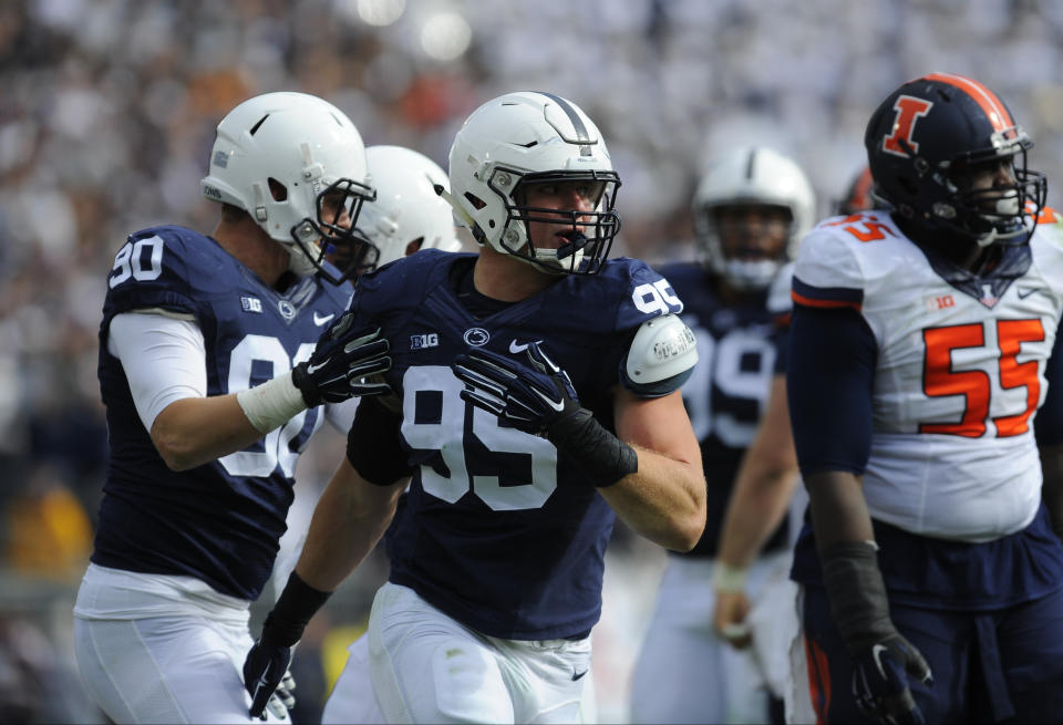 Carl Nassib se enroló sin beca en Penn State, pero salió galardonado a nivel nacional. (Photo by Randy Litzinger/Icon Sportswire/Corbis/Icon Sportswire via Getty Images)