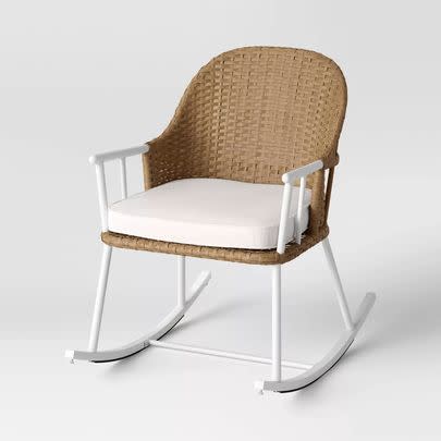 A chic wicker rocking chair