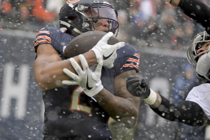Wide receiver D.J. Moore and the Chicago Bears will play one of their 2024 home games in London. File Photo by Mark Black/UPI