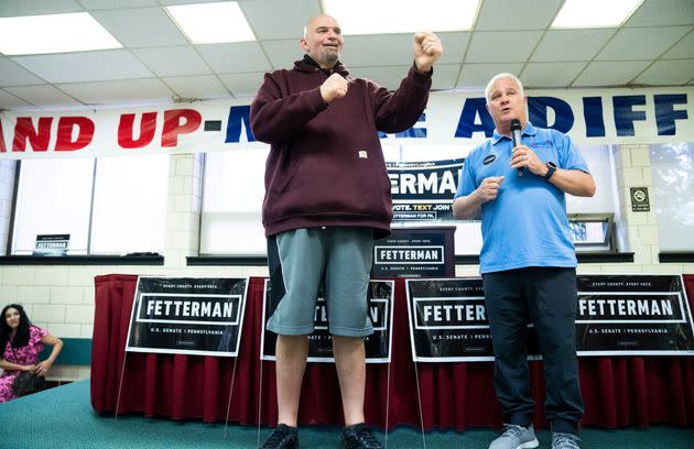 Lt. Gov. John Fetterman (left) is running for the U.S. Senate and arguing that his ties to rural areas of Pennsylvania make him the most electable in the general election. (Photo: Tom Williams/Getty Images)