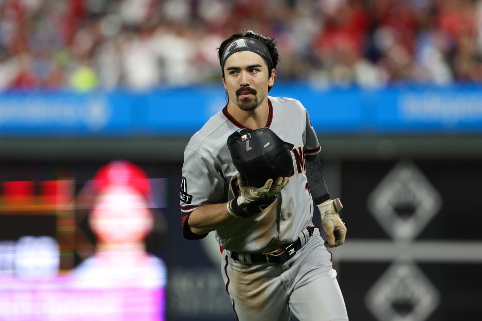 Diamondbacks left fielder Corbin Carroll led the team with 54 stolen bases this season.