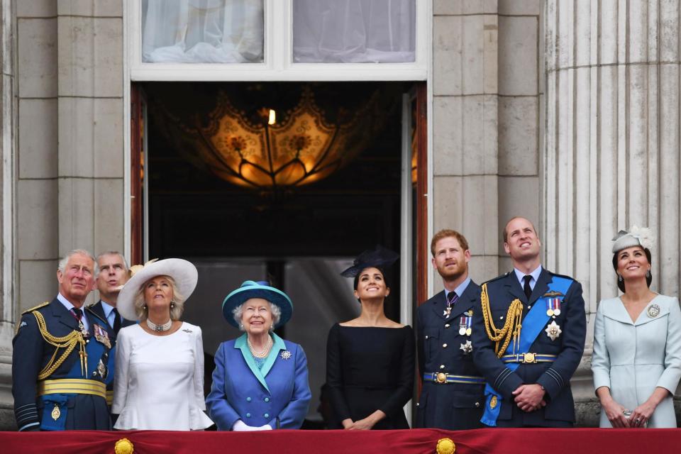 Members of the Royal family on the balcony of Buckingham Palace (PA)