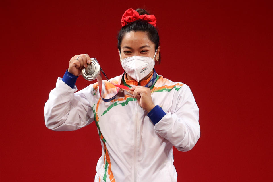 Olympic Silver medalist Chanu Saikhom Mirabai of Team India