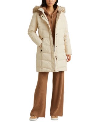 Lauren Ralph Lauren - Women's Faux-Fur-Trim Hooded Down Puffer Coat