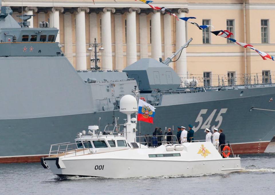 The parade boat was used by Putin to conduct speeches (AFP via Getty Images)