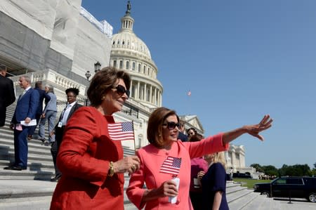 U.S. Speaker of the House Nancy Pelosi (D-CA) holds a press event on the first 200 days of the 116th Congress at the U.S. Capitol in Washington