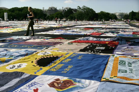 A thousand of the newest blocks of The Aids Memorial Quilt are displayed June 26, 2004, in Washington, D.C.