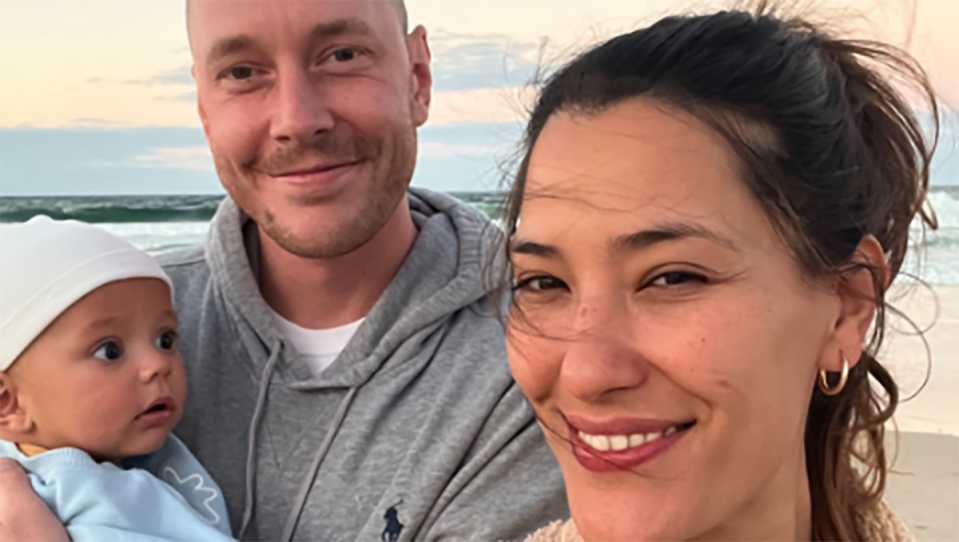 Aussie dad Lachlan Webb, who has Fatal Familial Insomnia, with his wife Claire and their son Morrison. 