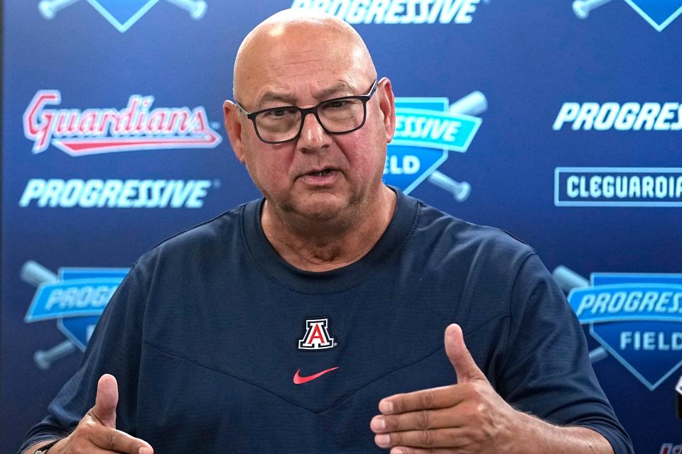 Guardians manager Terry Francona discusses his decision to step away from baseball during a news conference, Tuesday, Oct. 3, 2023, in Cleveland.