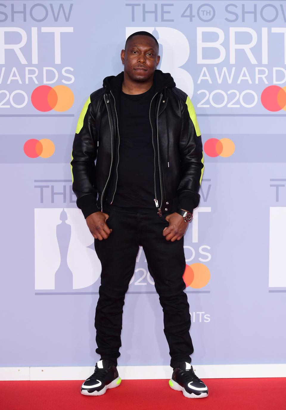 Dizzee Rascal arriving at the 2020 Brit Awards at the O2 Arena in London (Ian West/PA) (PA Archive)