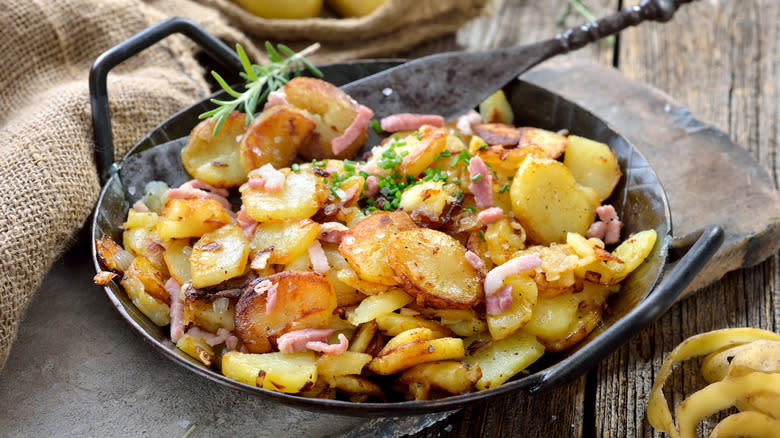 fried potatoes in skillet