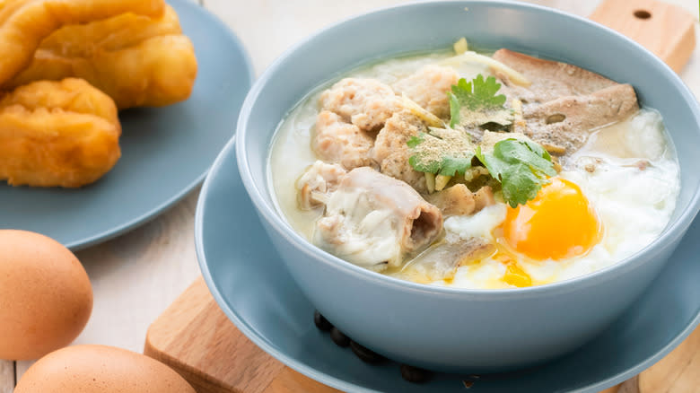 Congee with pork and egg