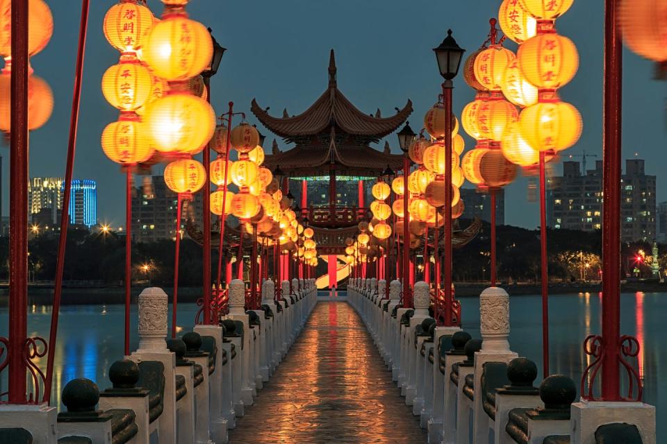 spring and autumn pavilions, lotus pond, kahosiung