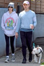 <p>Kaia Gerber and Tommy Dorfman get some exercise during a dog walk in Los Angeles on Saturday.</p>