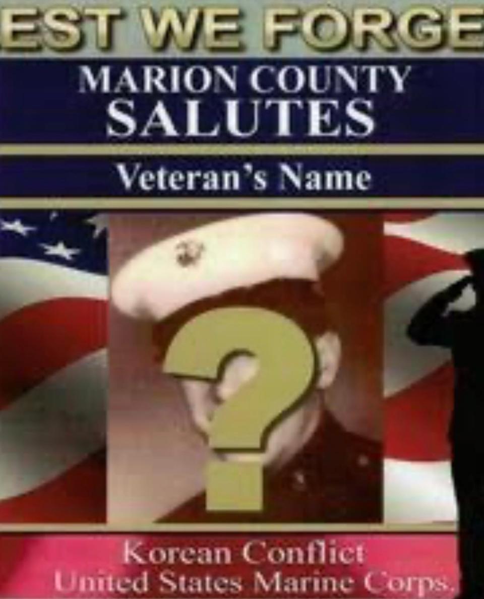 A sample of a Marion military street banner that can be purchased for display.