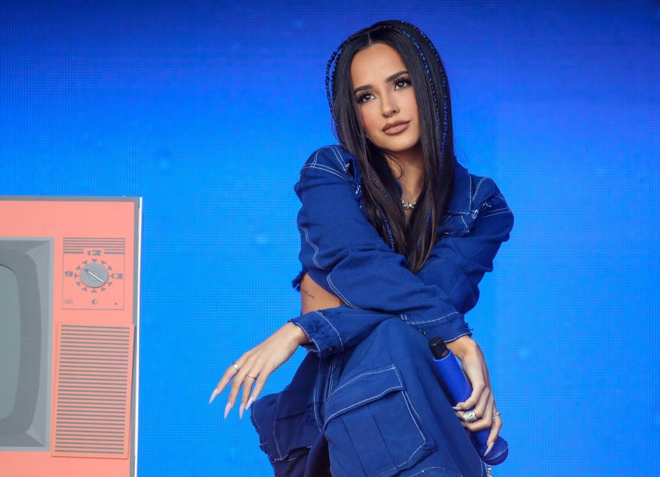 Becky G performs on the Coachella Stage at the Coachella festival April 14, 2023.