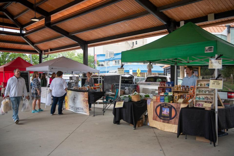 The farmers market takes place on Wednesday, June 23, 2021 in Battle Creek, Mich.