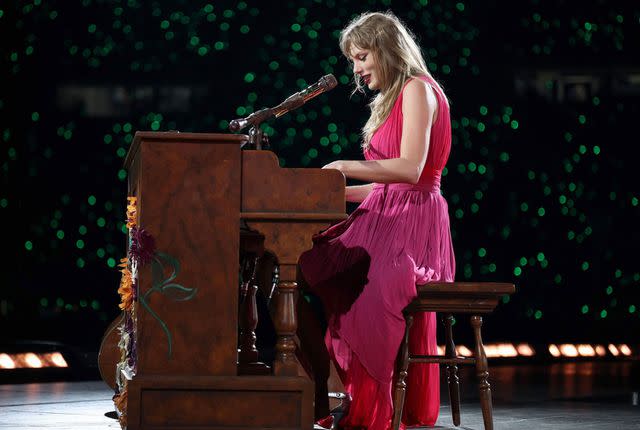 <p>Thomas Niedermueller/TAS24/Getty</p> Taylor Swift performs in Munich on July 27, 2024