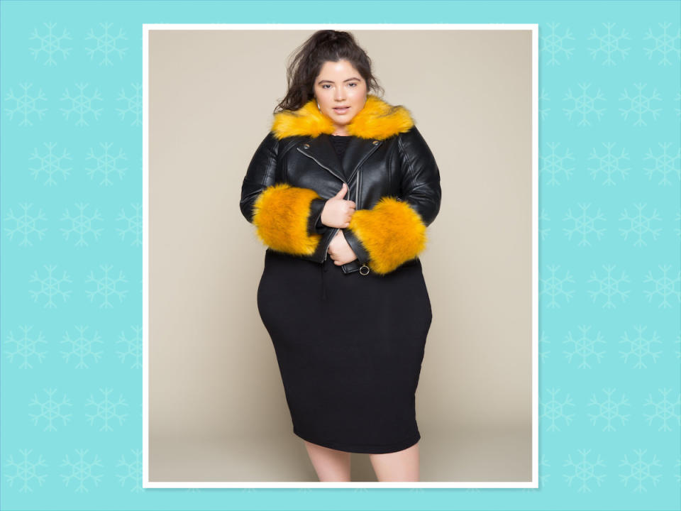 <p>Extra essential moto, $120, <a rel="nofollow noopener" href="https://premme.us/collections/outerwear/products/fur-trim-moto-pu-jkt" target="_blank" data-ylk="slk:Premme;elm:context_link;itc:0;sec:content-canvas" class="link ">Premme</a> (Photo: Premme) </p>