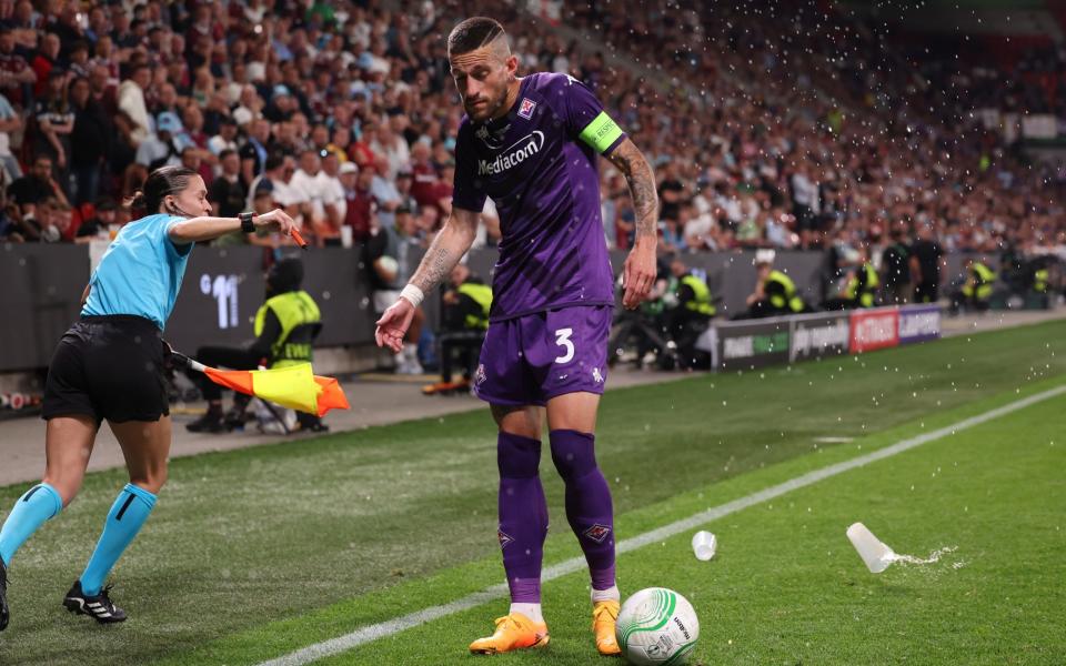 Cristiano Biraghi -West Ham fans' shame: Fiorentina captain Cristiano Biraghi left bloodied after missiles thrown - Getty Images/Shaun Brooks