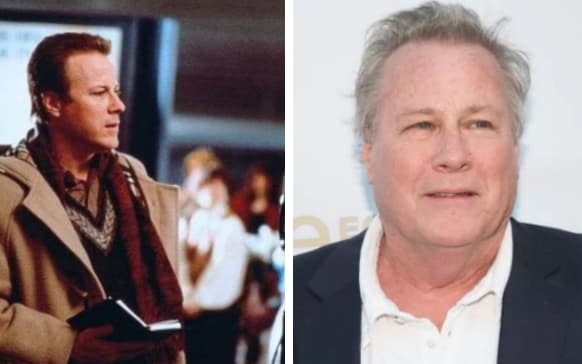 John Heard as Peter McAllister, left, and in April, right