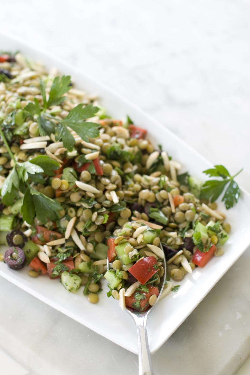 This July 29, 2013 photo shows lentil tabbouleh in Concord, N.H. (AP Photo/Matthew Mead)