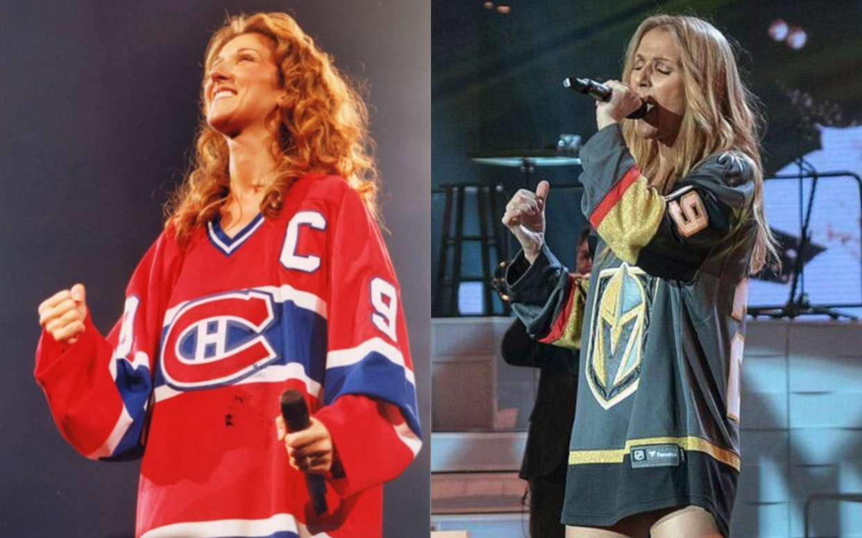 Canadiens fans were quite perturbed after an image of Celine Dion decked out in Golden Knights gear was blasted on the video board at T-Mobile Arena in Vegas ahead of Game 5. (Getty Images)