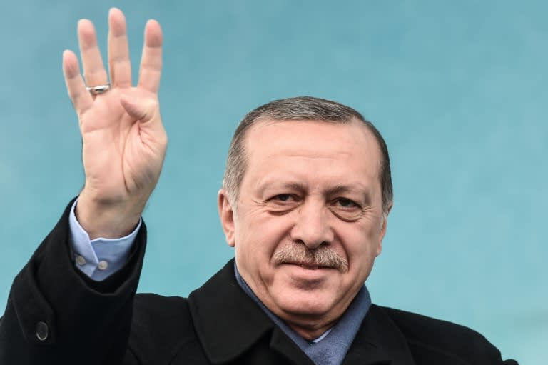 Turkish President Recep Tayyip Erdogan urged a "yes" vote in the April 16 referendum