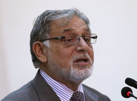 Ahmad Yusuf Nuristani, Chairman of Independent Election Commission of Afghanistan IEC, speaks during a news conference in Kabul July 7, 2014. REUTERS/Mohammad Ismail