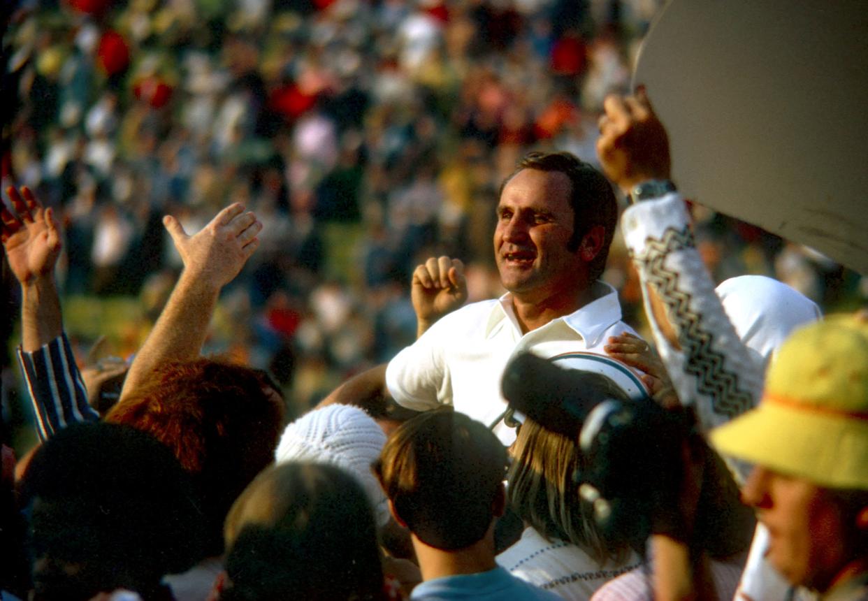 Jan 14, 1973; Los Angeles, CA, USA; FILE PHOTO; Miami Dolphins head coach DON SHULA gets a victory ride after Super Bowl VII against the Washington Redskins at the Los Angeles Memorial Coliseum. The Dolphins defeated the Redskins 14-7 and finishing the season a perfect 17-0 giving Shula and the Dolphins their first Super Bowl Championship. Mandatory Credit: Tony Tomsic-USA TODAY NETWORK