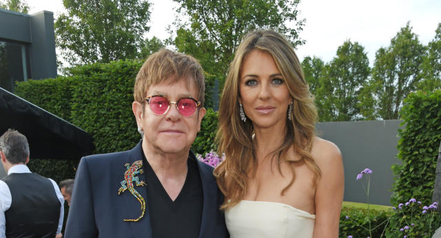 Sir Elton John and Elizabeth Hurley star in a new NHS campaign. (Photo by David M Benett/Dave Benett/Getty Images for BVLGARI)