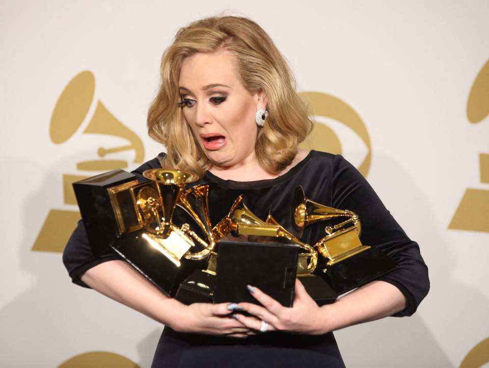 Winning six Grammy Awards in 2012 including Album of the Year, equalling the record for most Grammy Awards won by a female artist in one night.