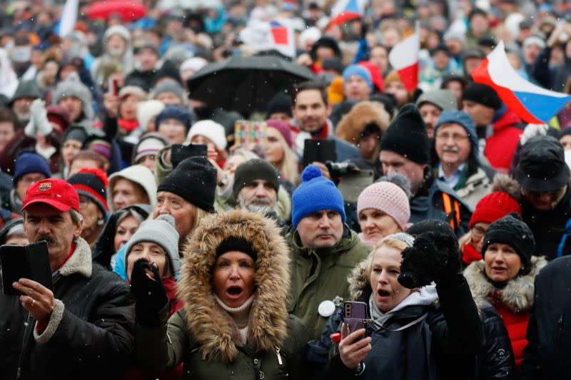 Protest against COVID-19 measures, in Prague