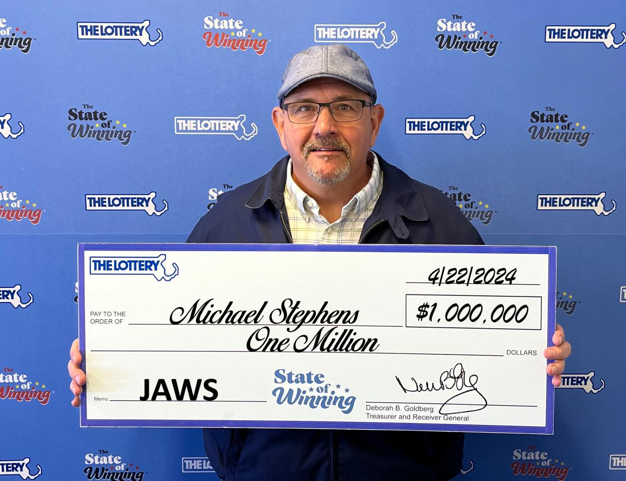 Michael Stephens, of Dighton, won $1 million in the Massachusetts Lottery’s new JAWS instant ticket game.