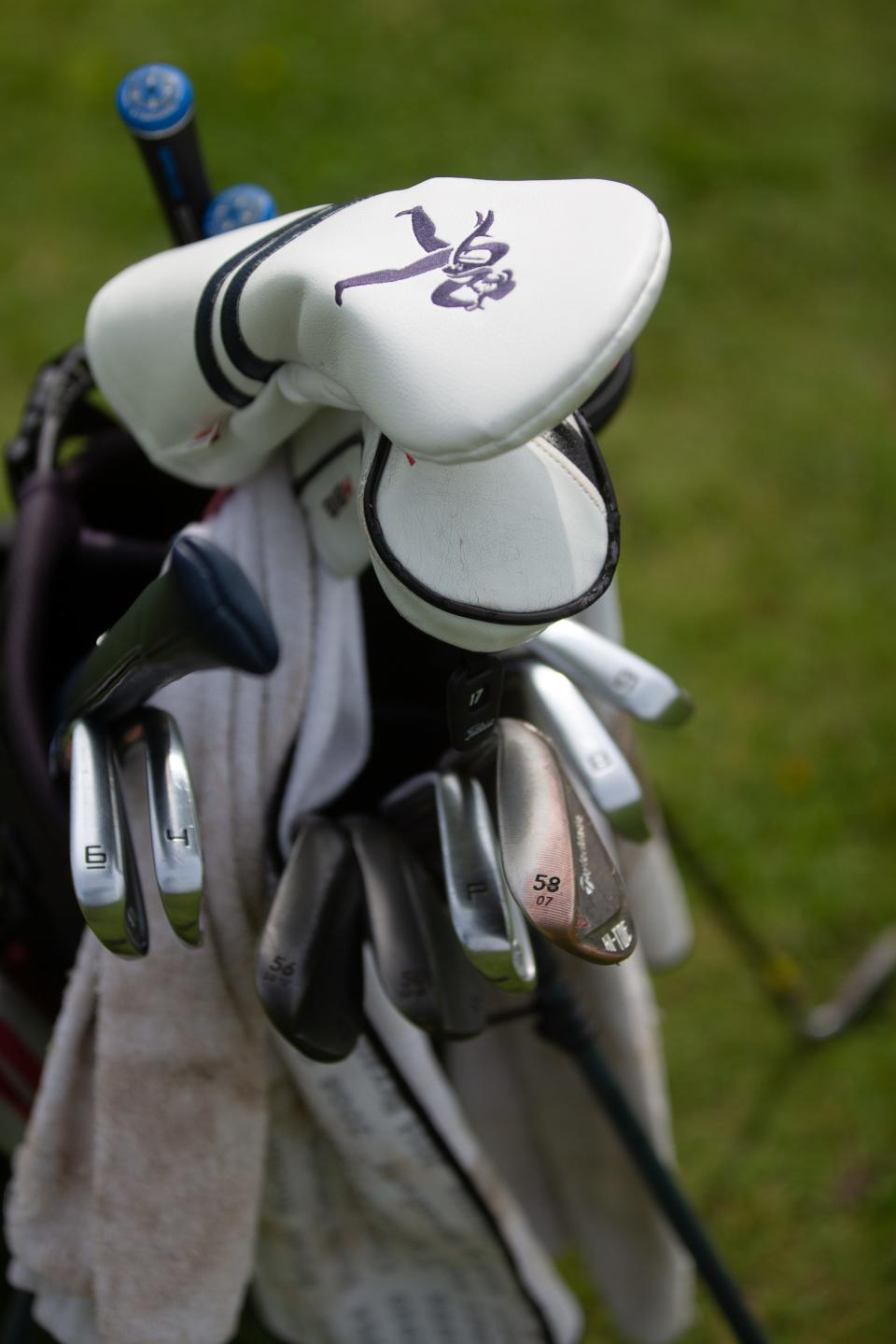 A Washburn University Icabod is seen on a club cover in Andrew Beckler golf bag. Beckler, who will be competing in this year's U.S. Open, is a graduate of Washburn Rural and Washburn University.