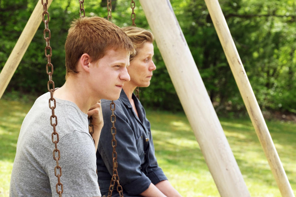 Lucas Hedges and Frances McDormand in “Three Billboards Outside Ebbing, Missouri.” (Photo: Merrick Morton /Fox Searchlight Pictures/ Everett Collection)