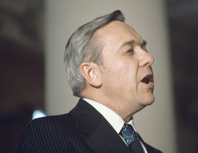 Saskatchewan Premier Allan Blakeney makes a speech in this 1977 photo. THE CANADIAN PRESS