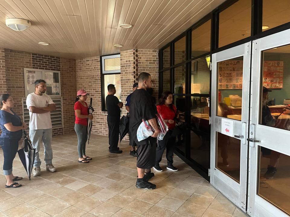 Parents on Tuesday waiting to pick up their kids at Avalon Elementary School in East Naples after tornado reports caused by Hurricane Idalia on Aug. 29, 2023.