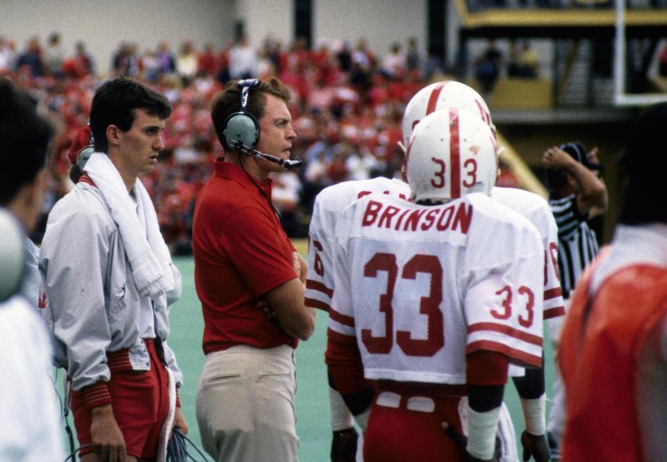 Nebraska Cornhuskers head coach Tom Osborne on the sidelines during the 1986 season. Malcolm Emmons-USA TODAY Sports