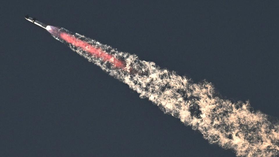 A SpaceX Starship rocket launches from Starbase during its second test flight in Boca Chica, Texas, on November 18, 2023.