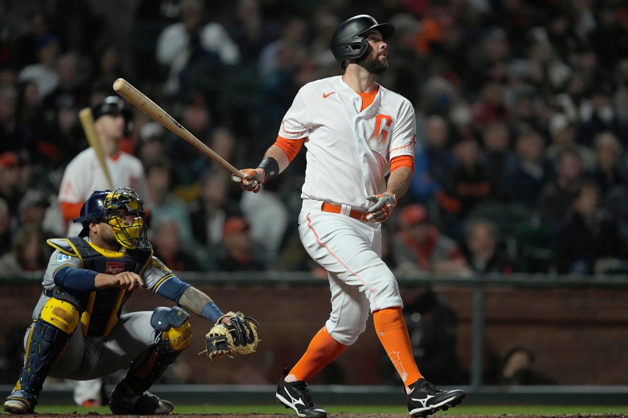 Brandon Belt and the Giants visit Milwaukee for just one night.