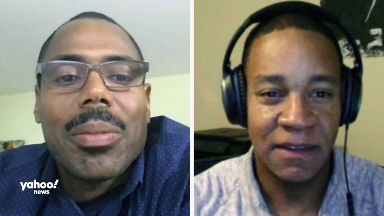 Shaun Gabbidon, professor of criminal justice at Penn State Harrisburg, left, and Ojmarrh Mitchell, associate professor of criminology and criminal justice at Arizona State University. (Screenshots: Yahoo News)