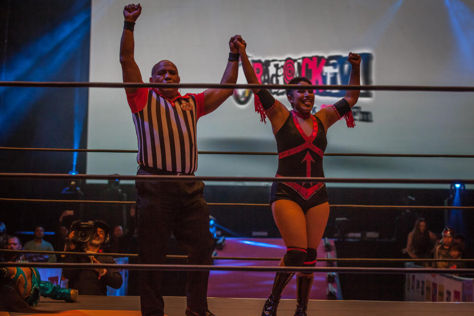 Faby Apache, en 2018, durante una gira de Triple A en Colombia. (Juancho Torres/Getty Images)