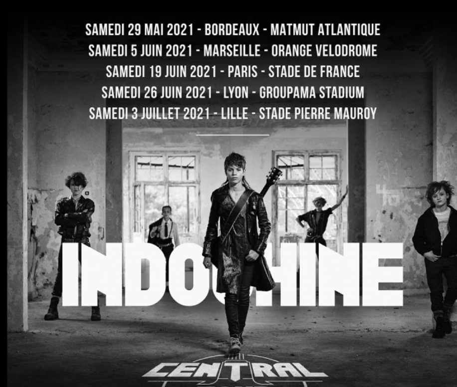 La liste des concerts de la tournée des stades d'Indochine en 2021 © Capture d'écran Facebook Indochine 