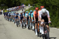 The pack rides during stage 1 of the Giro d'Italia from Venaria Reale to Turin, Italy, Saturday May 4, 2024. (Gian Mattia D'Alberto/LaPresse via AP)
