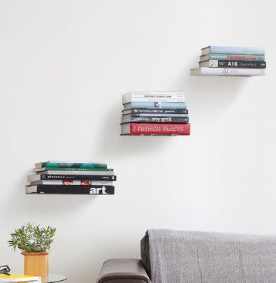 There’s a 51% discount on this set of three metal floating bookshelves