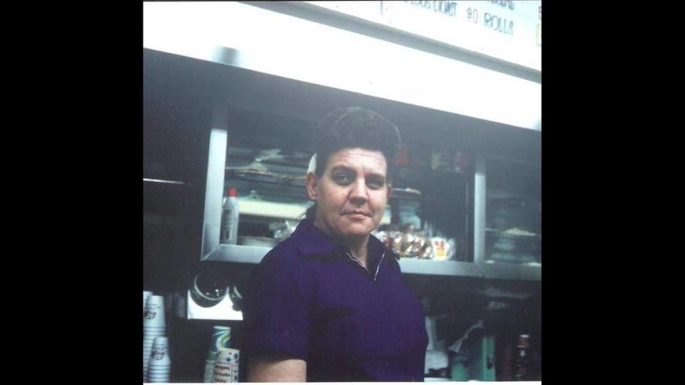 Young Shirlene Miller at an unknown time, standing in the Town Topic kitchen on Broadway Boulevard.