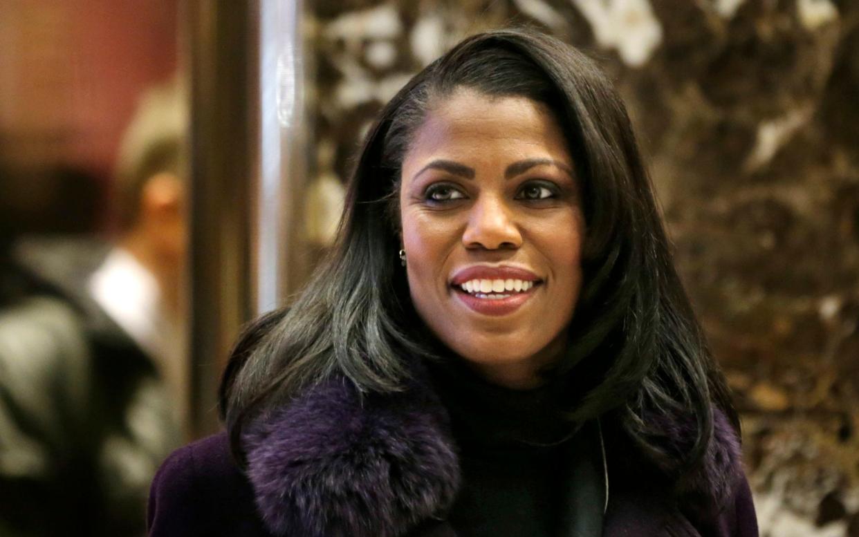 Omarosa Manigault Newman in the lobby of Trump Tower during the 2016 presidential transition - AP