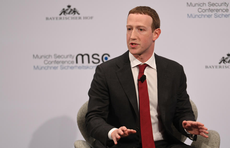 Le Président-Directeur Général De Facebook, Mark Zuckerberg, Prend La Parole Lors De La Conférence Annuelle De Munich Sur La Sécurité En Allemagne, Le 15 Février 2020. Reuters/Andreas Gebert